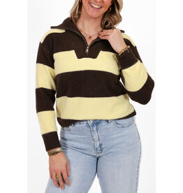 21Jewelz Gestreepte zipper trui - bruin/geel