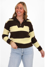 21Jewelz Gestreepte zipper trui - bruin/geel