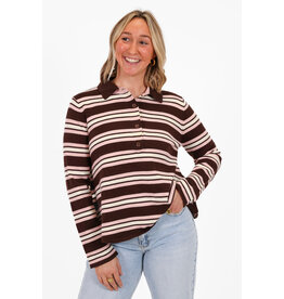 21Jewelz Gestreepte trui met kraagje - roze/bruin