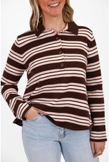 21Jewelz Gestreepte trui met kraagje - roze/bruin