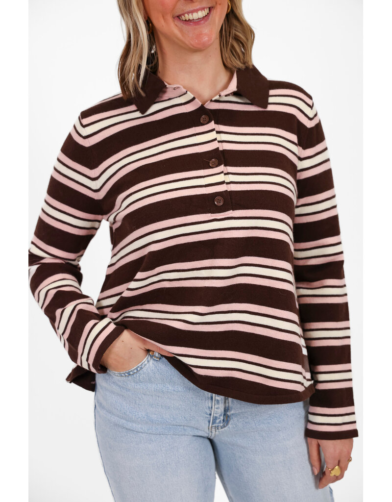 21Jewelz Gestreepte trui met kraagje - roze/bruin