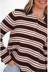 21Jewelz Gestreepte trui met kraagje - roze/bruin