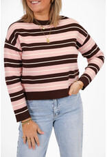 21Jewelz Fijn gebreide trui met strepen - bruin/roze