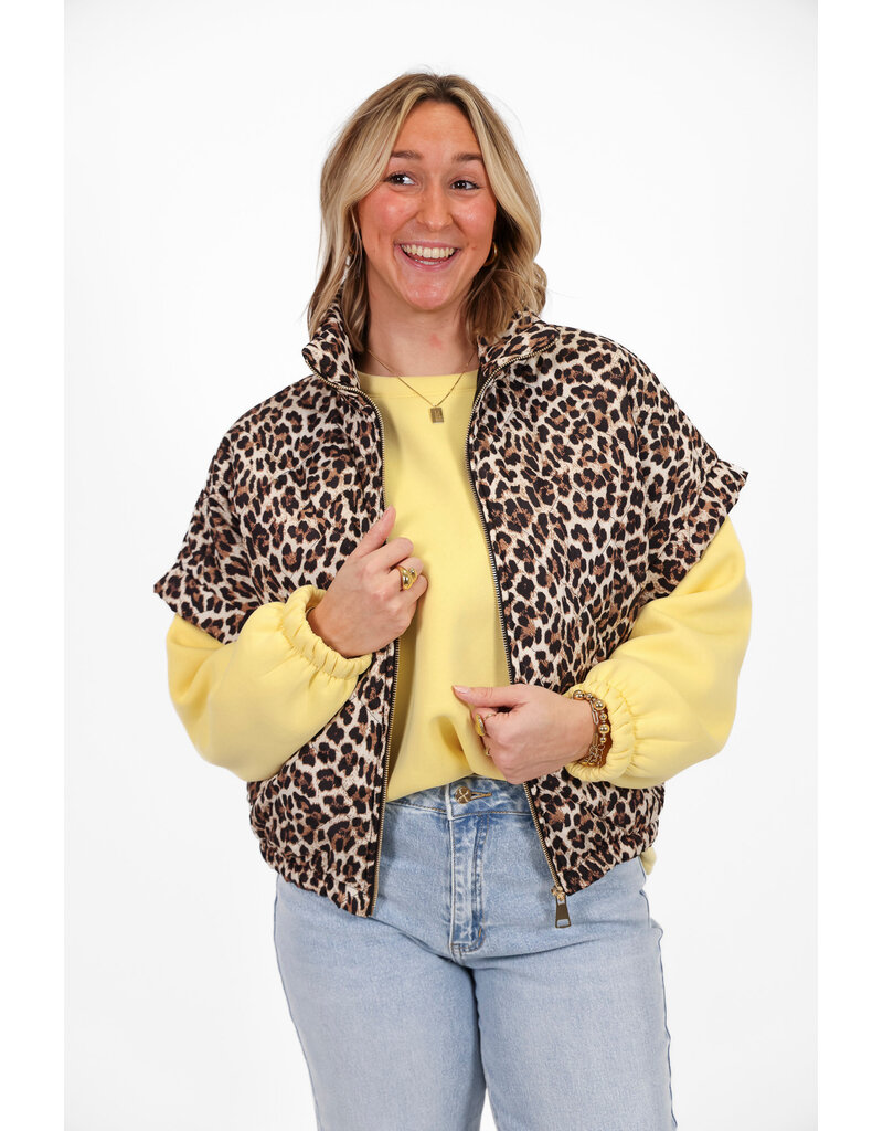 21Jewelz Bodywarmer met gouden rits - panterprint
