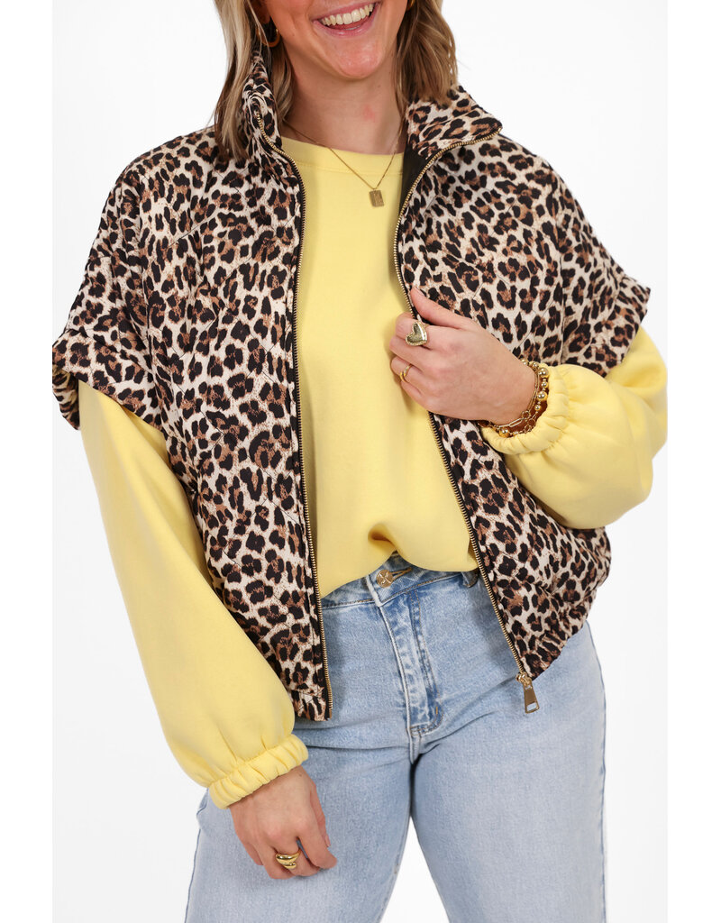 21Jewelz Bodywarmer met gouden rits - panterprint