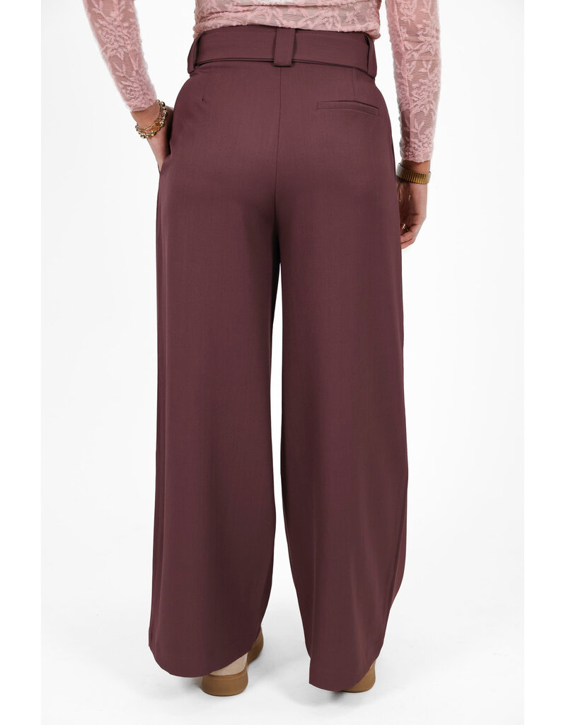21Jewelz Wide leg pantalon met ceintuur - aubergine