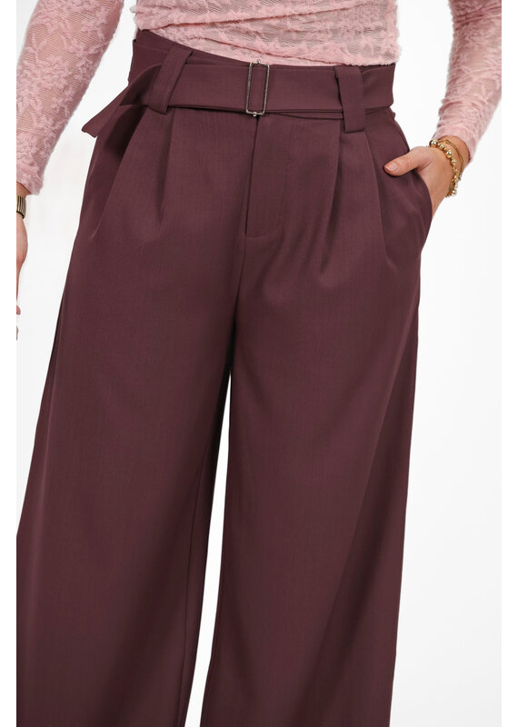 21Jewelz Wide leg pantalon met ceintuur - aubergine