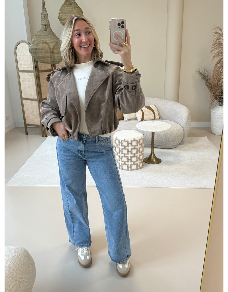 21Jewelz Suede trenchcoat kort - taupe