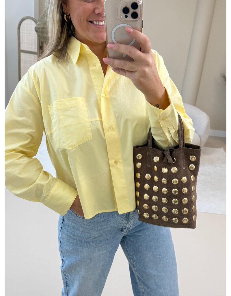 21Jewelz Cropped blouse met zakje - geel