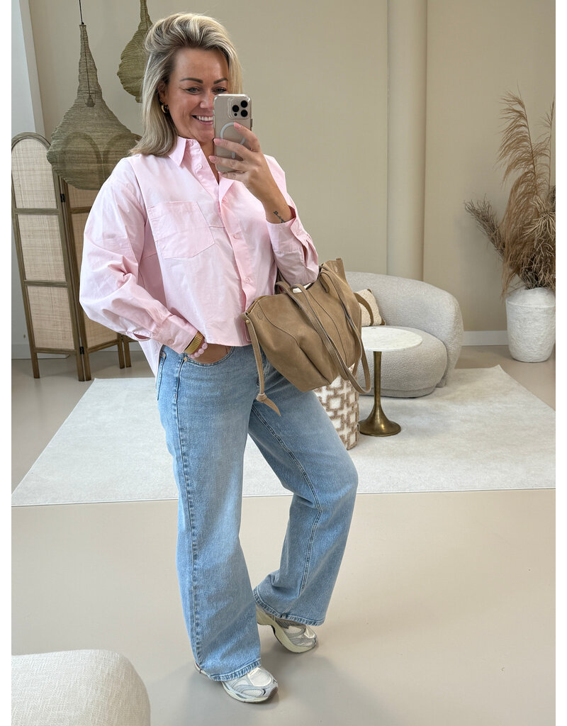 21Jewelz Cropped blouse met zakje - roze