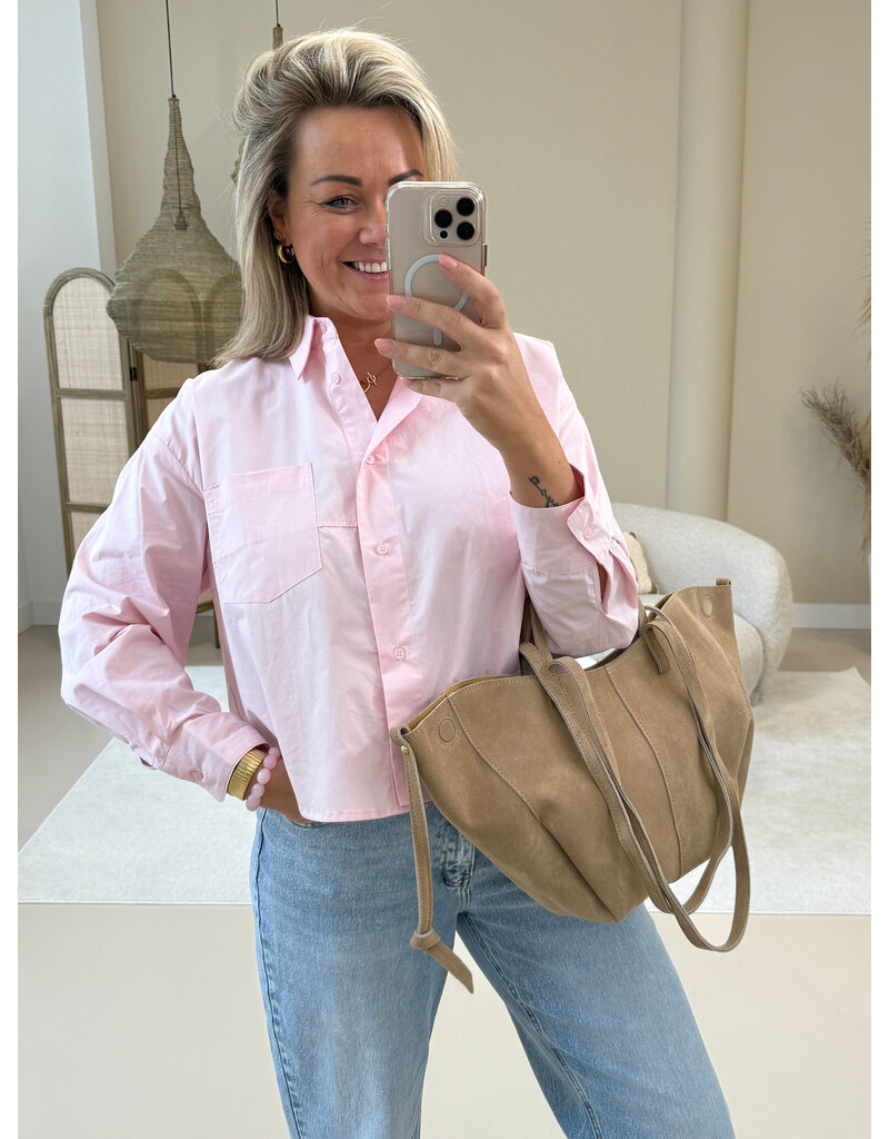21Jewelz Cropped blouse met zakje - roze
