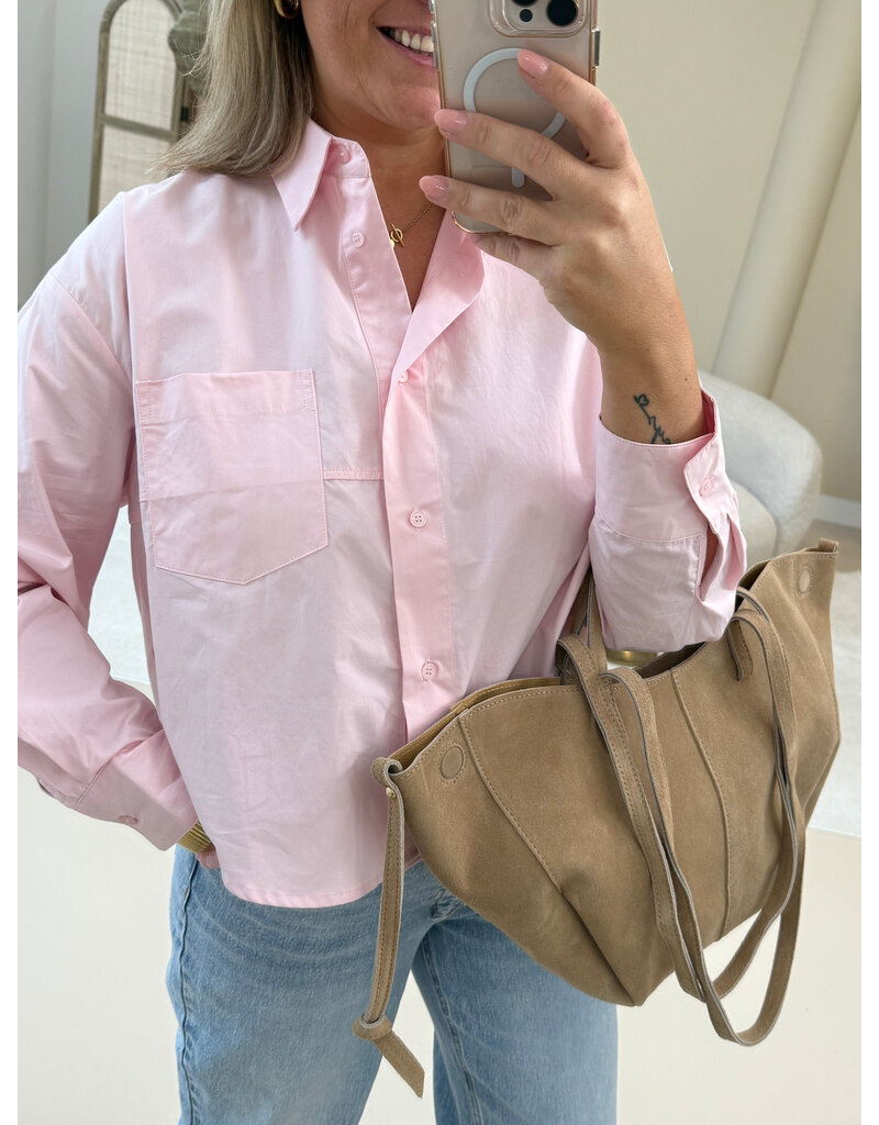 21Jewelz Cropped blouse met zakje - roze