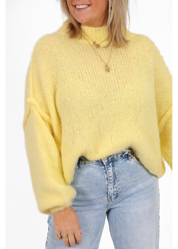 21Jewelz Gebreide trui met opstaande kraag - geel