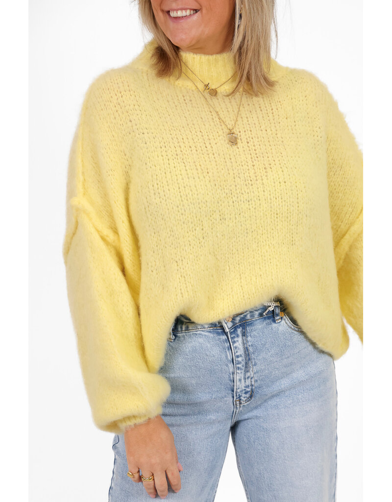 21Jewelz Gebreide trui met opstaande kraag - geel