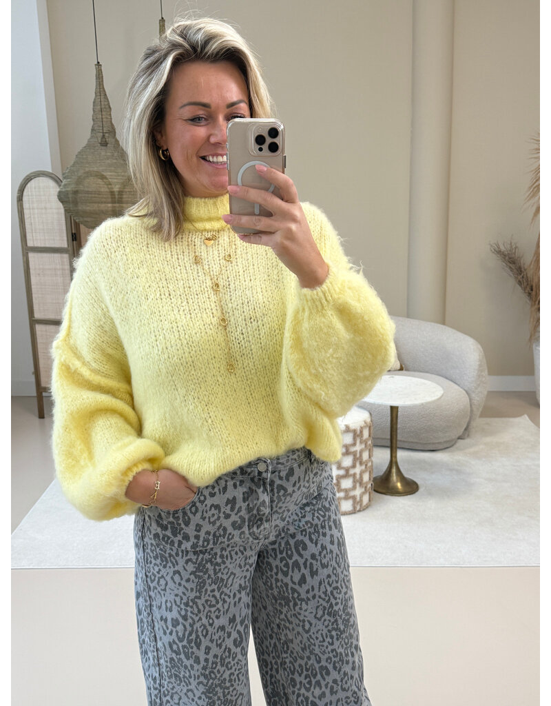 21Jewelz Gebreide trui met opstaande kraag - geel