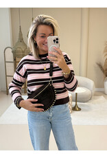 21Jewelz Fijn gebreide trui met strepen - bruin/roze