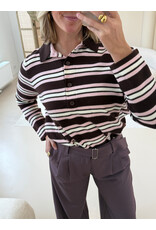 21Jewelz Gestreepte trui met kraagje - roze/bruin