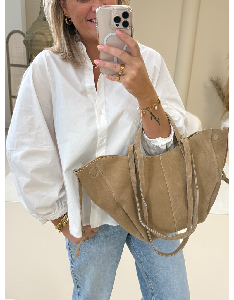 21Jewelz Effen lange blouse met pofmouw - wit