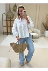 21Jewelz Effen lange blouse met pofmouw - wit