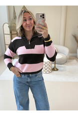 21Jewelz Gestreepte zipper trui - roze/bruin