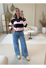 21Jewelz Gestreepte zipper trui - roze/bruin