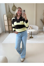 21Jewelz Gestreepte zipper trui - bruin/geel