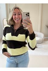 21Jewelz Gestreepte zipper trui - bruin/geel