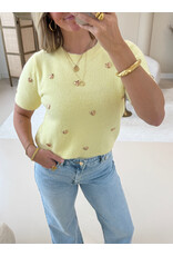 21Jewelz Truitje met korte mouwen & gouden hartjes studs - geel