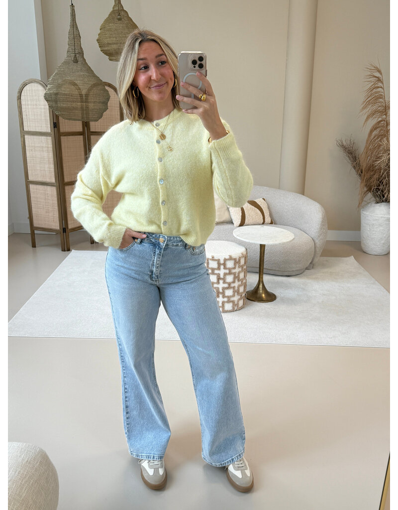 21Jewelz Cozy basic vestje met knopen - geel