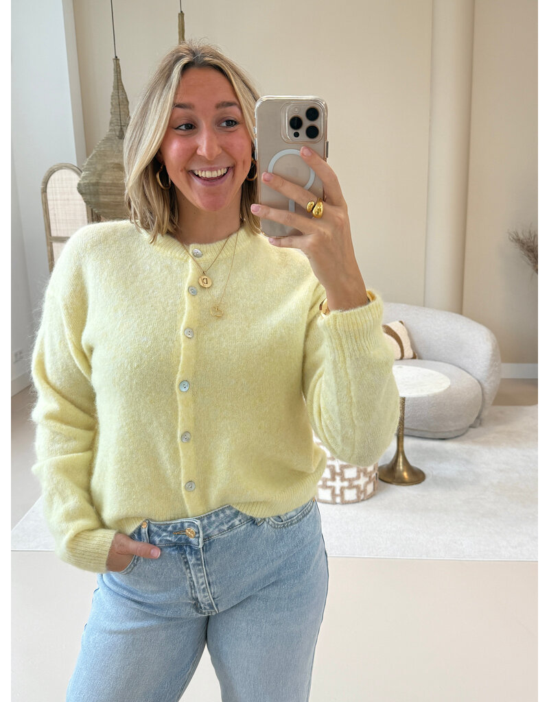 21Jewelz Cozy basic vestje met knopen - geel