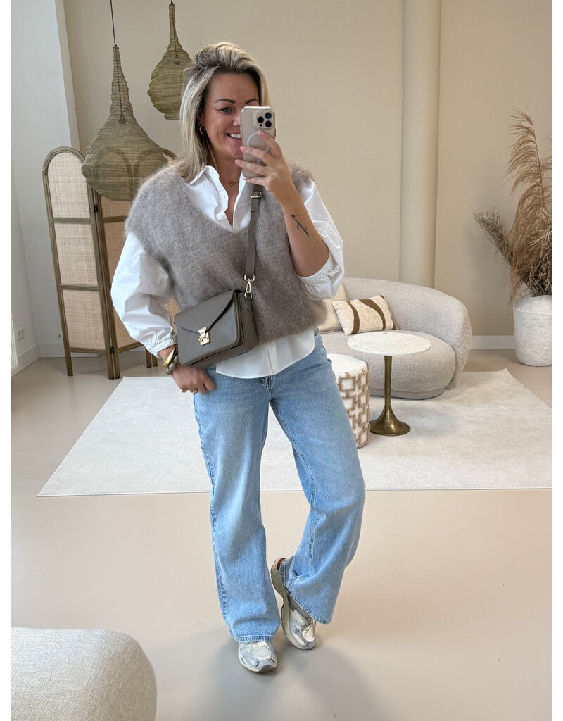 21Jewelz Wollige spencer met v-hals - taupe