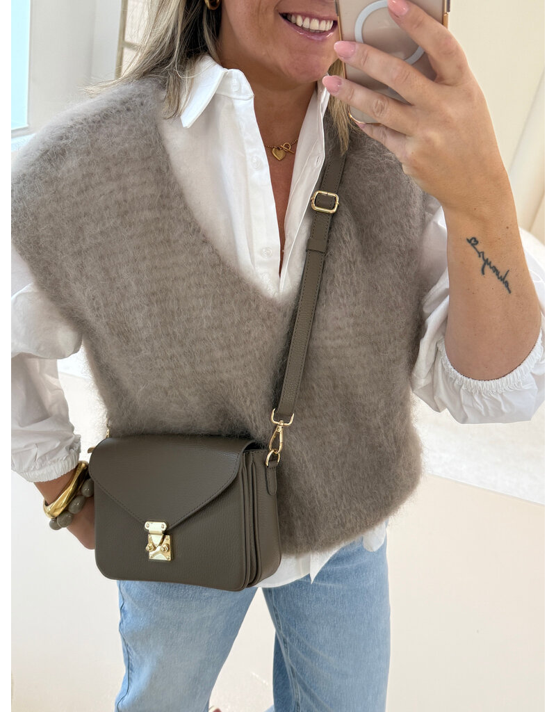 21Jewelz Wollige spencer met v-hals - taupe