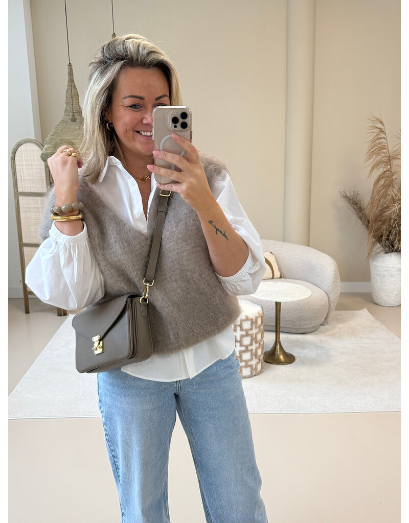 21Jewelz Wollige spencer met v-hals - taupe