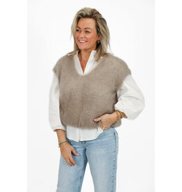 21Jewelz Wollige spencer met v-hals - taupe