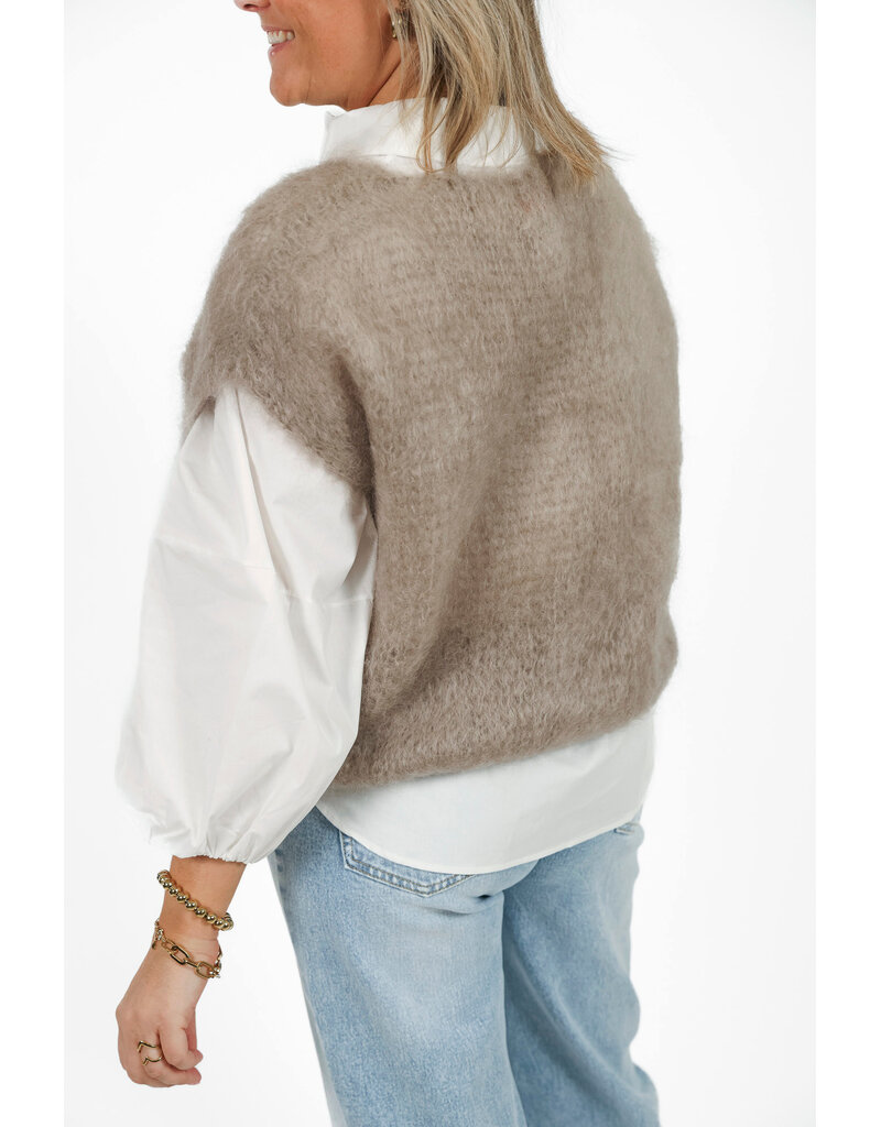 21Jewelz Wollige spencer met v-hals - taupe