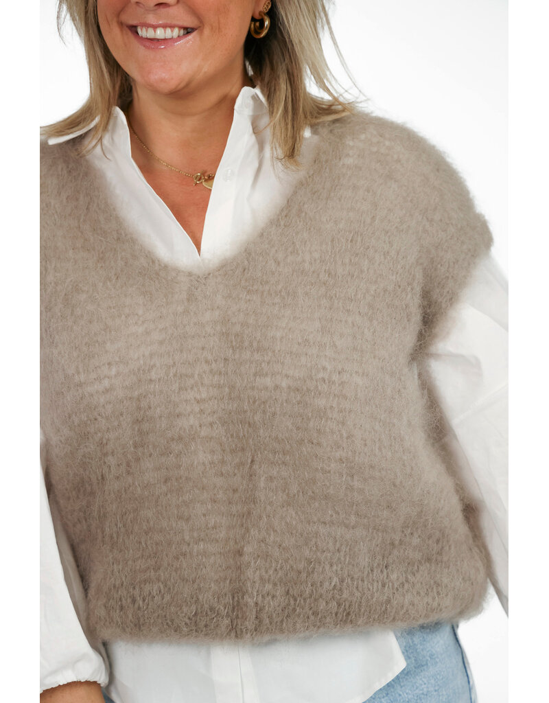 21Jewelz Wollige spencer met v-hals - taupe