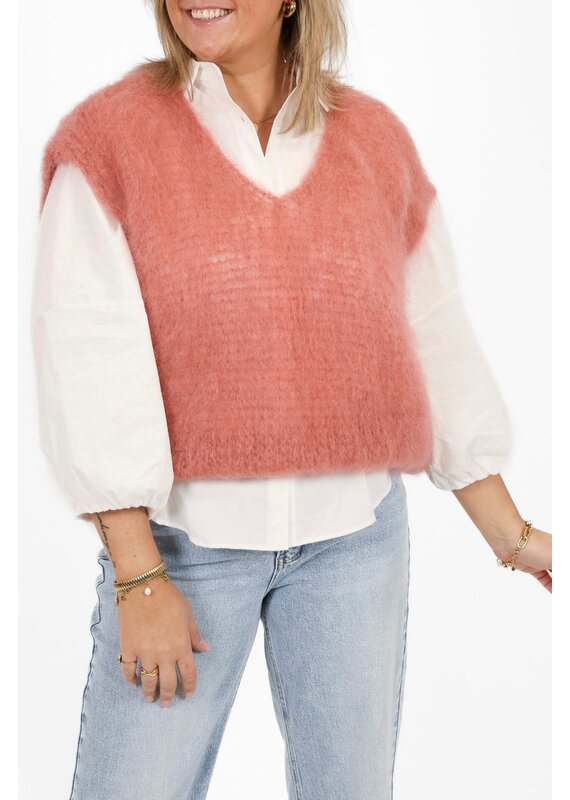 21Jewelz Wollige spencer met v-hals - oudroze