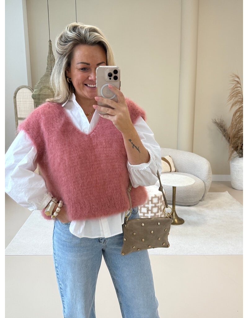 21Jewelz Wollige spencer met v-hals - oudroze