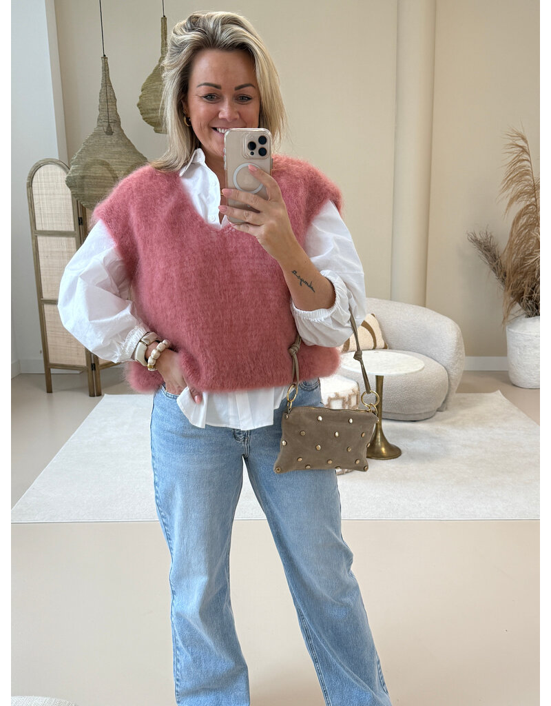21Jewelz Wollige spencer met v-hals - oudroze