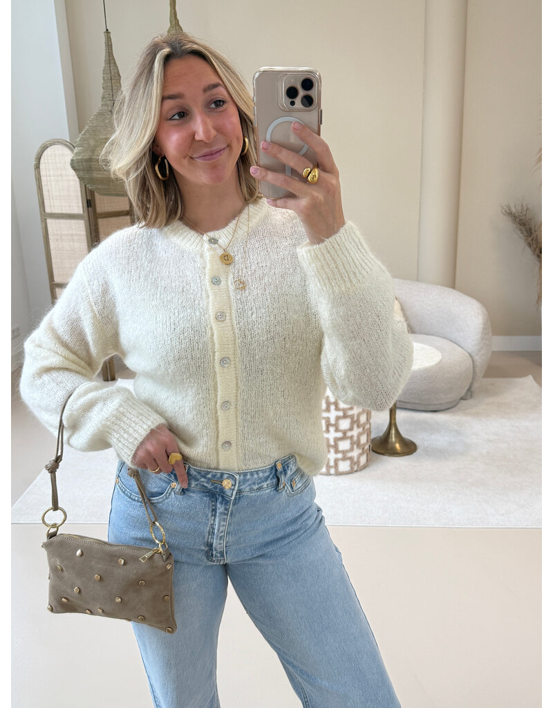 21Jewelz Effen vestje met knopen - ecru