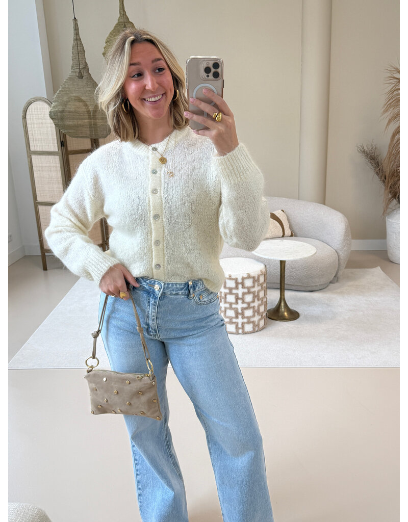 21Jewelz Effen vestje met knopen - ecru