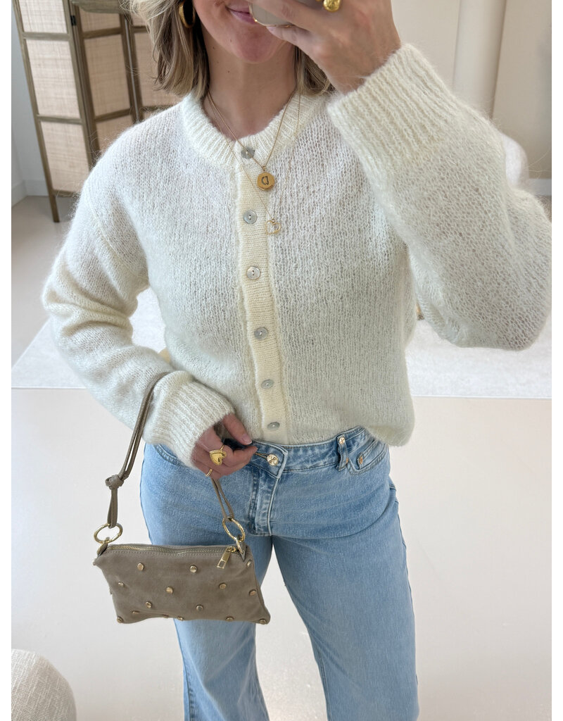 21Jewelz Effen vestje met knopen - ecru