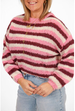 21Jewelz Gebreide gestreepte trui - bordeaux/roze/ecru