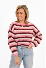 21Jewelz Gebreide gestreepte trui - bordeaux/roze/ecru