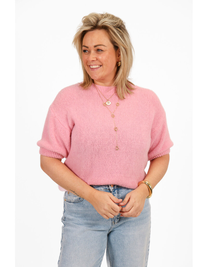 21Jewelz Basic wollige trui met korte mouwen - roze