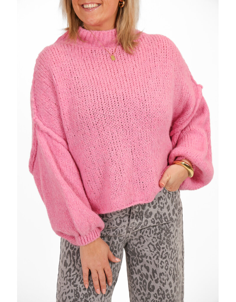 21Jewelz Gebreide trui met opstaande kraag - roze