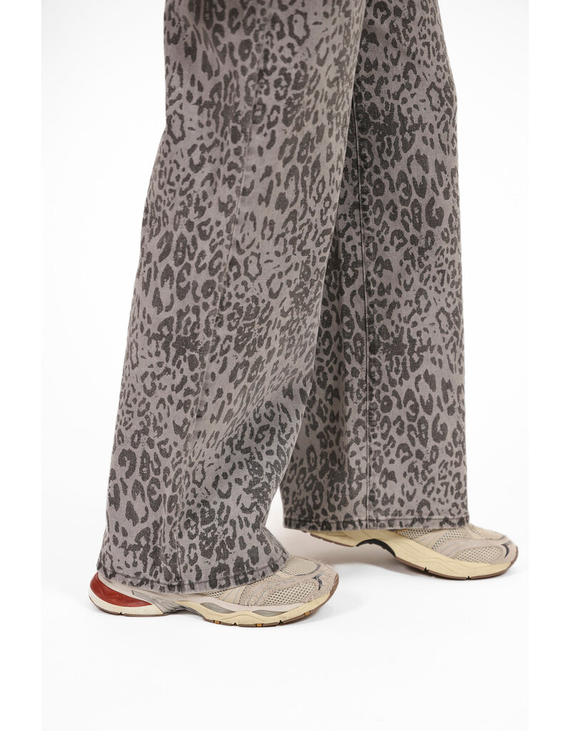 21Jewelz Panterprint wide leg jeans - donkergrijs
