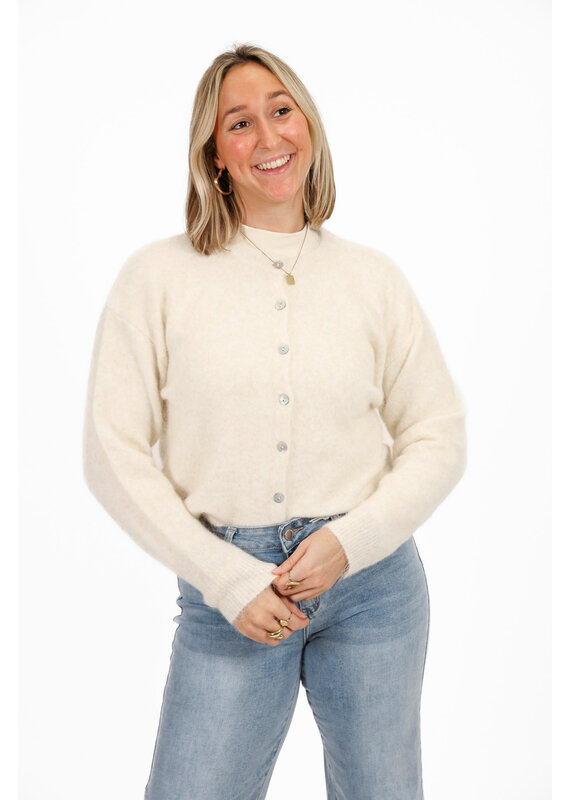 21Jewelz Cozy basic vestje met knopen - ecru