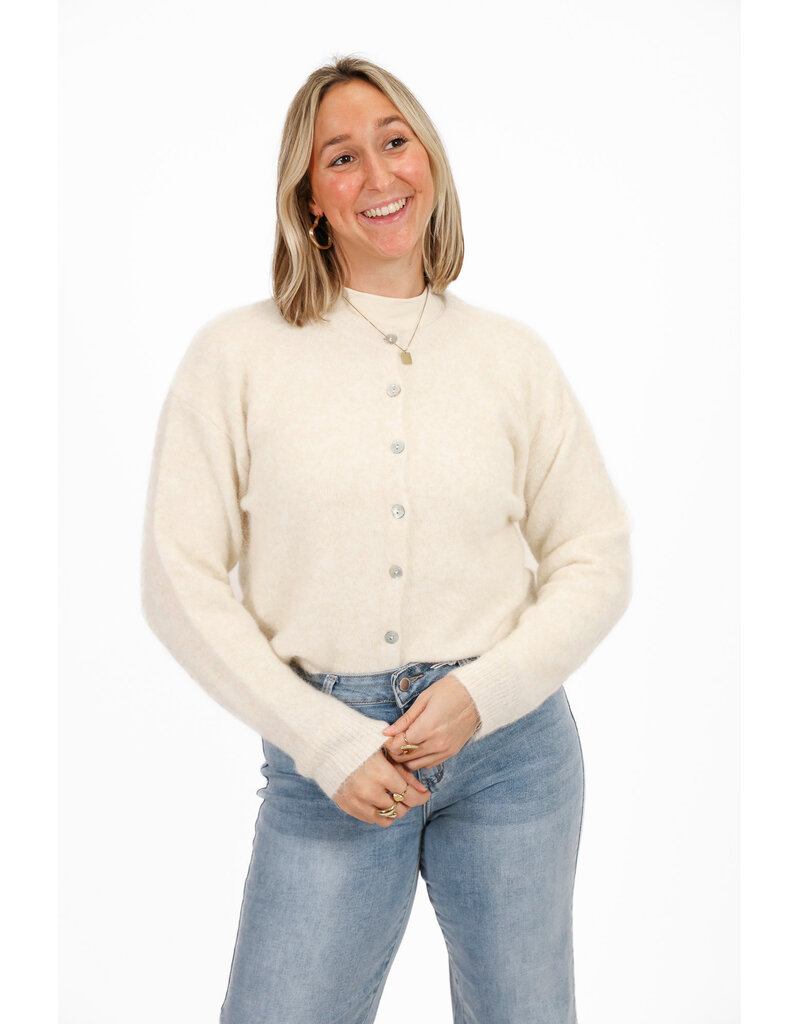 21Jewelz Cozy basic vestje met knopen - ecru