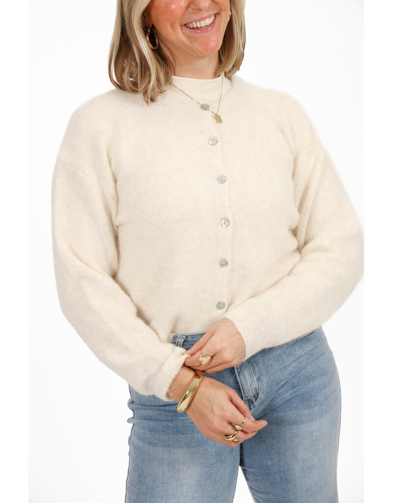 21Jewelz Cozy basic vestje met knopen - ecru